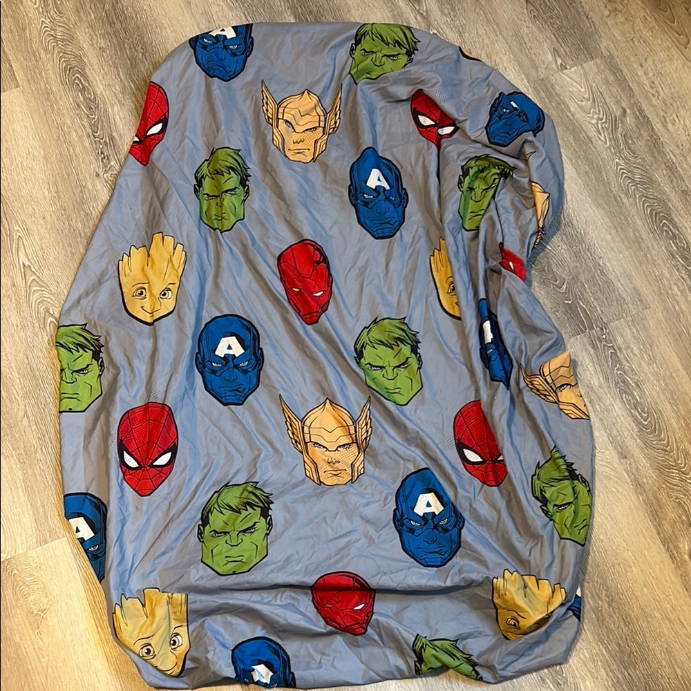 Marvel Superhero Faces Gray Twin Fitted Sheet
